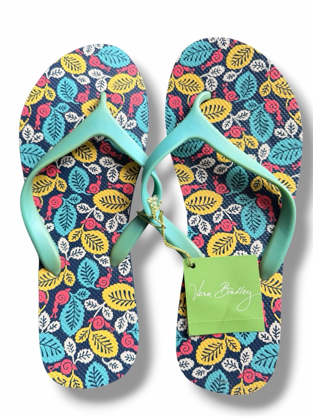 NWT Vera Bradley Flip Flops Happy Snails Size Large Retired Pattern